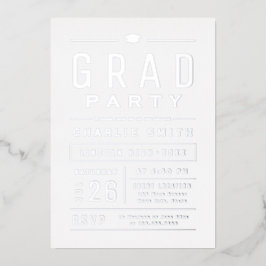 Zilver Moderne Eenvoudige Typografie Graduation Pa Folie Uitnodiging