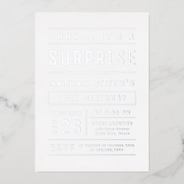 Zilver Moderne Eenvoudige Typografie Verrassingsve Folie Uitnodiging
