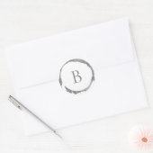 Zilver Moderne Folie Glitter Glans Monogram Ronde Sticker (Envelop)