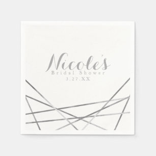 Zilver Moderne Geometrische Lijnen Aangepaste Glam Servetten