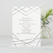 Zilver Moderne Geometrische Lijnen Party Uitnodigi Kaart (Staand voorkant)