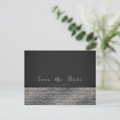 Zilver Moderne Glam Lovertjes Chic Save the Date Aankondigingskaart (Staand voorkant)