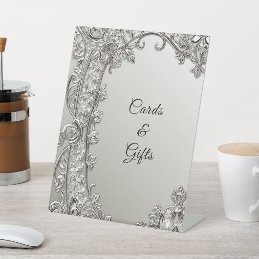 Zilver  moderne tafelblad borden reclamebord met voetstuk (Insitu)