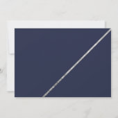 Zilver moderne typografie navy blue chic bruiloft kaart (Achterkant)