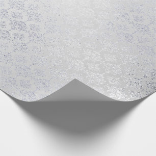 Zilver Monochromatische Fairy Grey Royal Damask Fl Cadeaupapier
