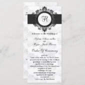 zilver monogram bruiloft programma programmakaart (Voorkant / Achterkant)