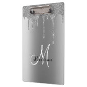 Zilver Monogram Glitters Glazuur Pretty Naam Klembord (Links)