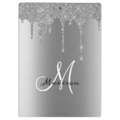 Zilver Monogram Glitters Glazuur Pretty Naam Klembord (Achterkant)