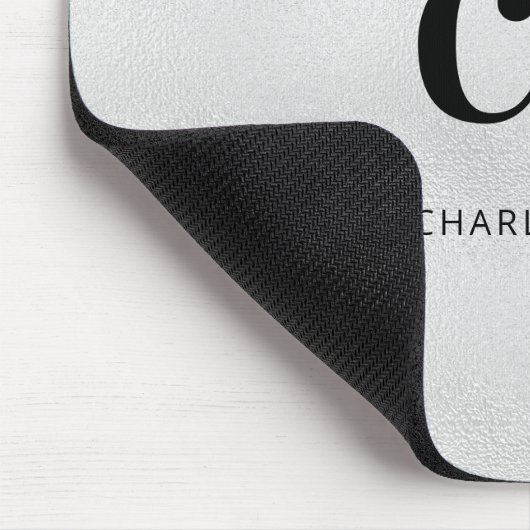 Zilver monogram initalia muismat (Hoek)