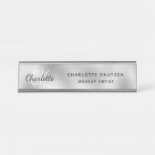 Zilver monogram moderne professional bureau naambordje (Voorkant)