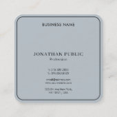 Zilver Monogram Sjabloon Luxe Antraciet Grijs Vierkante Visitekaartje (Achterkant)