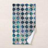 Zilver moroccan patroon op de moeder van parelwijn bad handdoek (Handdoek)