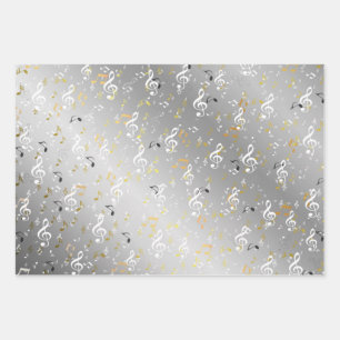 zilver,Muzieknoot, luxe, goud, koninklijk, elegant Inpakpapier Vel