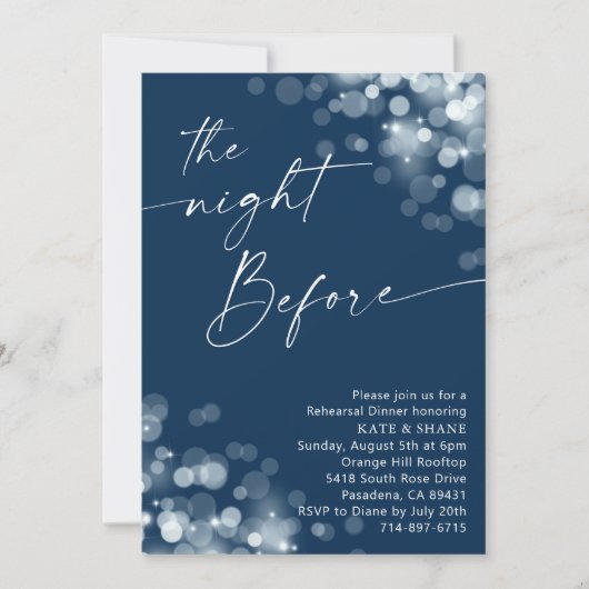 Zilver & Navy Blauw repetitie diner Kaart (Voorkant)