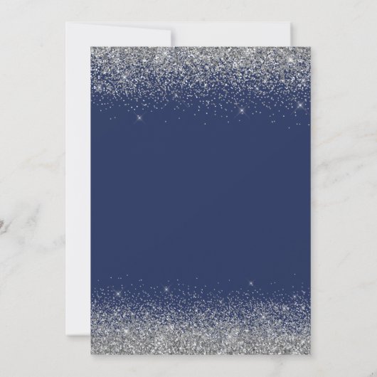 Zilver Navy Blue Any Age Birthday Modern Glitter Kaart (Achterkant)