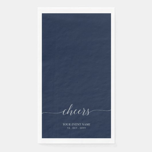 Zilver & Navy Elegant Schrift Proost Evenement Fee Servet (Voorkant)