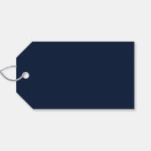 Zilver & Navy Elegant Script Proost Evenement Fees Cadeaulabel (Achterkant Horizontaal)