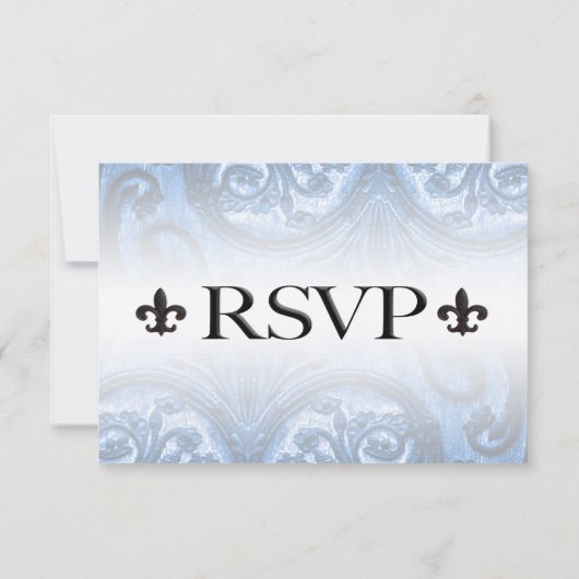 Zilver/Navy "iron fleur de lis" RSVP INVITATIE (Achterkant)