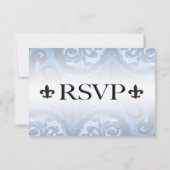 Zilver/Navy "iron fleur de lis" RSVP INVITATIE Kaartje (Achterkant)