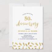Zilver & Navy | Moderne 50e trouwdag Kaart (Voorkant)