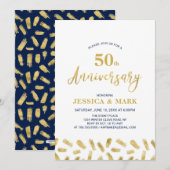 Zilver & Navy | Moderne 50ste huwelijksverjaardag Kaart (Voorkant / Achterkant)