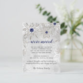 Zilver Navy Snowflakes Holiday Moving Announement Briefkaart (Staand voorkant)