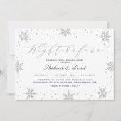 Zilver & Navy Winter Sneeuw Proefavond Eetfeest I Kaart (Voorkant)