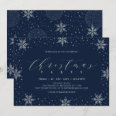 Zilver & Navy Winter Virtueel Kerstfeest Kaart (Voorkant / Achterkant)