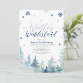 Zilver & Navy Winter Wonderland Boy Birthday Party Kaart (Staand voorkant)