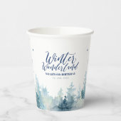 Zilver & Navy Winter Wonderland Kinderen van Birth Papieren Bekers (Links)