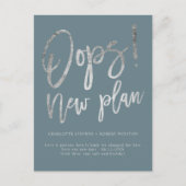 Zilver nieuw huwelijksplan verander de datum aankondigingskaart (Voorkant)