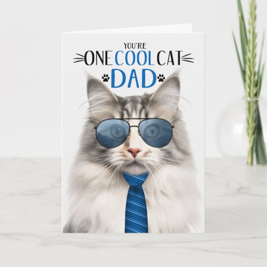 Zilver Noors Bos Vaderdag Een Koele Kat Feestdagen Kaart (Voorkant)