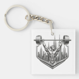 Zilver NYC Bodybuilder Logo - Metallic New York St Sleutelhanger