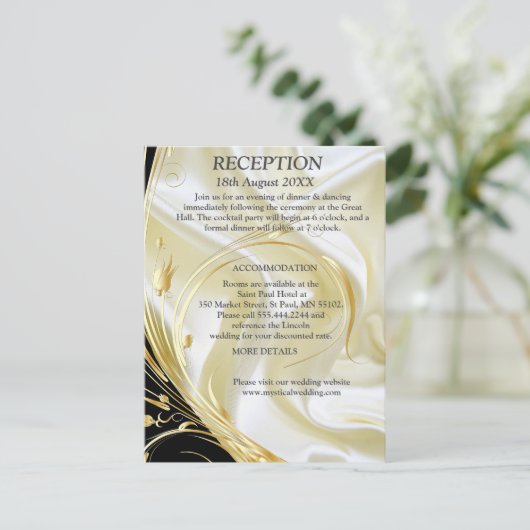 Zilver of Goud Abstract bloemen op - Zijde Aankondigingskaart (Staand voorkant)