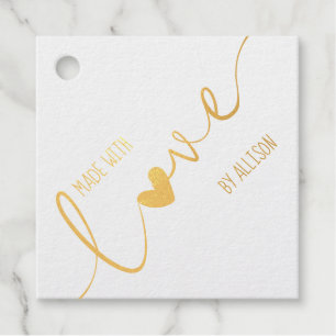 Zilver of Goud Script Typografie Gemaakt Met Liefd Bedankjes Labels