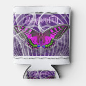 Zilver omhulde kleurrijke vlinder met wervelingen blikjeskoeler (Voorkant)