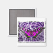 Zilver omhulde kleurrijke vlinder met wervelingen magneet (Voorkant / Achterkant)