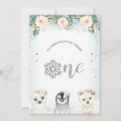 Zilver One Twins Winter Animals 1e verjaardag Kaart (Achterkant)