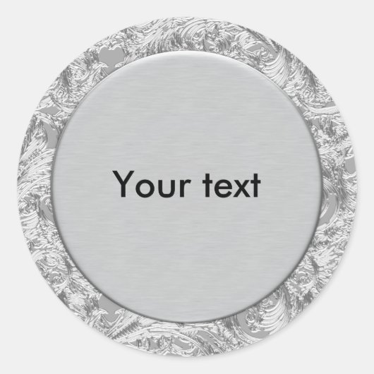 Zilver ontwerp ronde sticker (Voorkant)