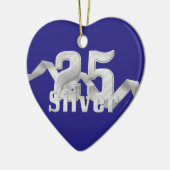 Zilver op blauw 25e Jubileum Keramisch Ornament (Links)