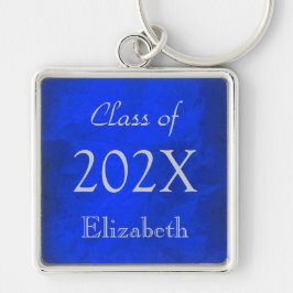 Zilver op blauw Afstuderen Sleutelhanger
