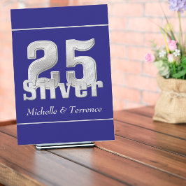 Zilver op Blauwe 25e Huwelijksjubileum Feest Kaart