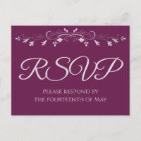 Zilver op Cassis Paars Elegant Wedding RSVP