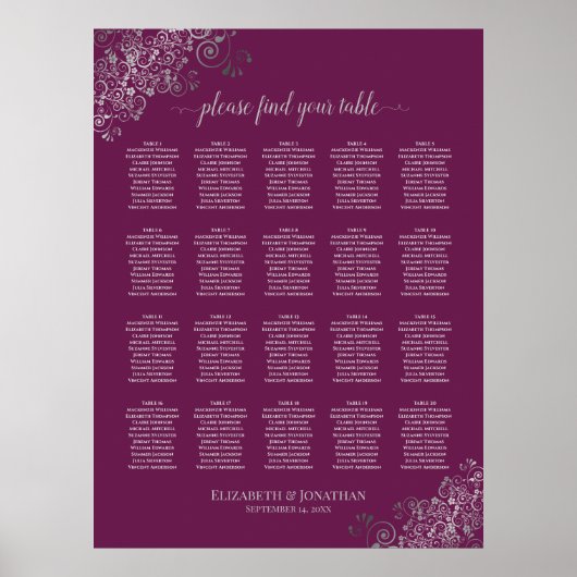 Zilver op chassis 20 tafel-weddenschapskaart poster (Voorkant)