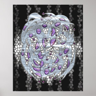 Zilver op Glas in lood Poster