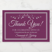 Zilver op het chassishuwelijk Hartelijk dank voor  Sparkling Wijnetiket (Enkel label)