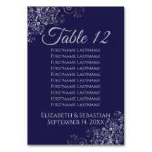 Zilver op Navy Blue Elegant Wedding Zitkaarten