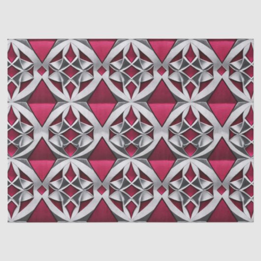 Zilver op Robijn Geometrisch Decoupage Tissue Tissuepapier (Voorkant)