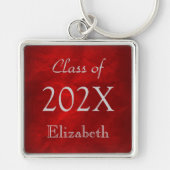 Zilver op rood Afstuderen Sleutelhanger (Voorkant)