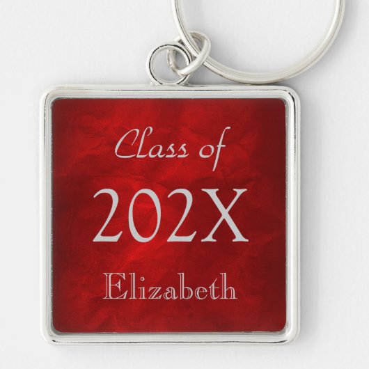Zilver op rood Afstuderen Sleutelhanger (Voorkant)